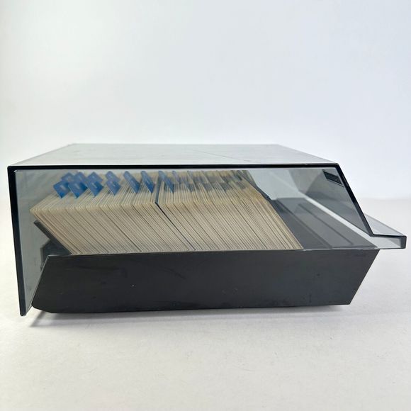 Rolodex Tray Style Covered Contact Card Organizer Vintage - Picture 3 of 9